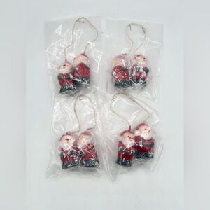 Vintage Christmas Figures Holiday Mini Candles Santa 2.5" Lot of 4